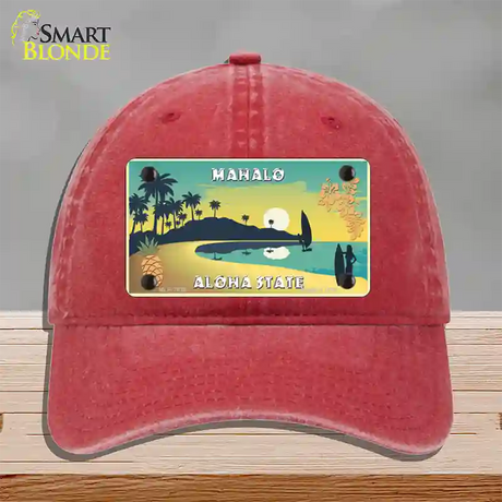 Mahalo Pineapple Hawaii Blank State Novelty License Plate Hat Unconstructed Cotton / Red