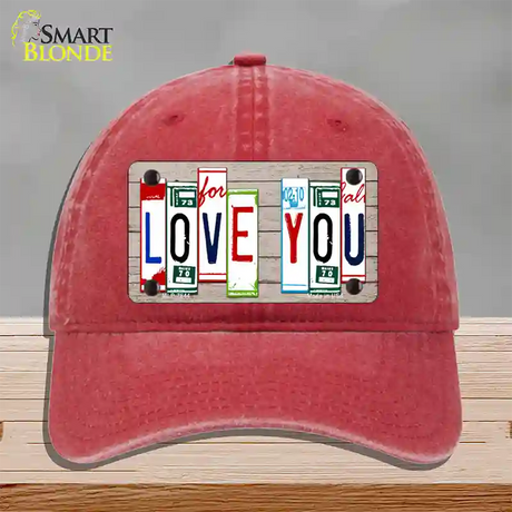 Love You License Plate Art Wood Novelty License Plate Hat Unconstructed Cotton / Red