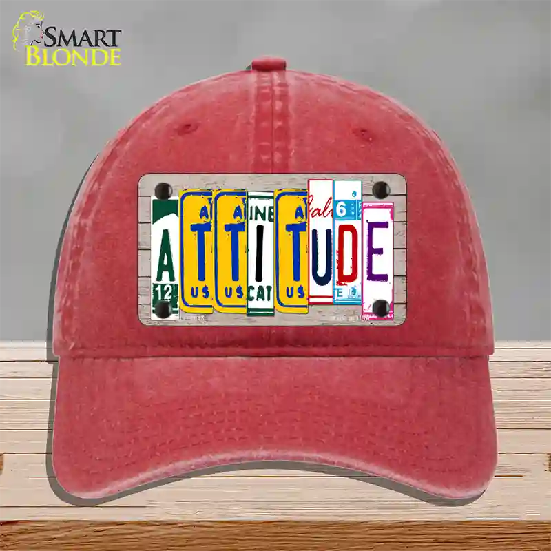 Attitude License Plate Art Wood Novelty License Plate Hat Unconstructed Cotton / Red