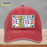 Retired License Plate Art Wood Novelty License Plate Hat Unconstructed Cotton / Red