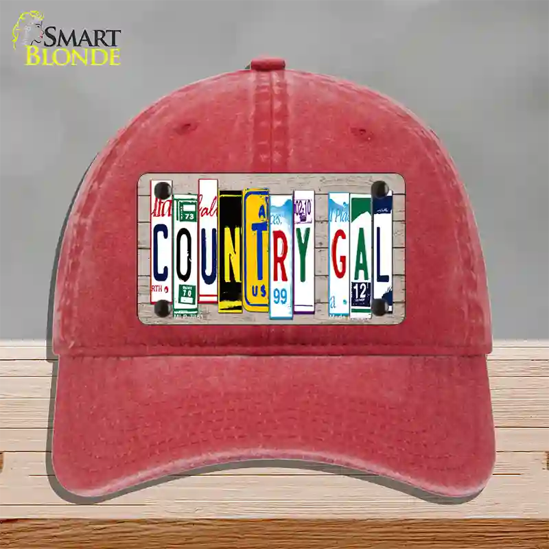 Country Gal Plate Art Novelty License Plate Hat Unconstructed Cotton / Red