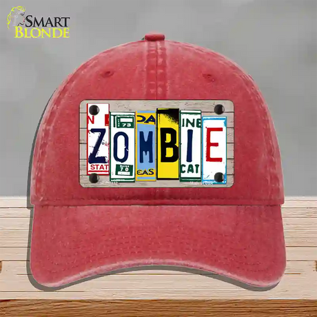 Zombie License Plate Art Wood Novelty License Plate Hat Unconstructed Cotton / Red