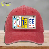 Route 66 License Plate Art Wood Novelty License Plate Hat Unconstructed Cotton / Red