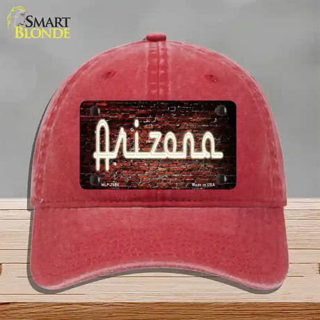 Arizona Neon Brick Novelty License Plate Hat Unconstructed Cotton / Red