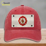 Fire Department Novelty License Plate Hat Unconstructed Cotton / Red