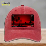 Sunset Red Novelty License Plate Hat Unconstructed Cotton / Red