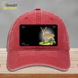 Deer Offset Novelty License Plate Hat Unconstructed Cotton / Red