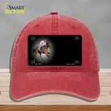 Horse Racing Offset Novelty License Plate Hat Unconstructed Cotton / Red