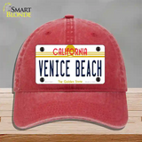 Venice Beach California Novelty License Plate Hat Unconstructed Cotton / Red