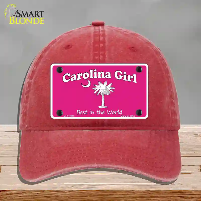 Carolina Girl Pink Novelty License Plate Hat Unconstructed Cotton / Red