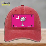 South Carolina Flag Pink Novelty License Plate Hat Unconstructed Cotton / Red