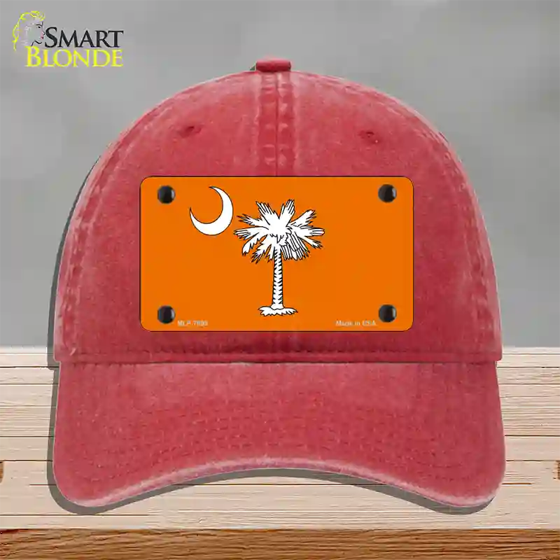 South Carolina Flag Orange Novelty License Plate Hat Unconstructed Cotton / Red