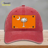 South Carolina Flag Orange Novelty License Plate Hat Unconstructed Cotton / Red