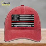 American Flag Thin Red Line Novelty License Plate Hat Unconstructed Cotton / Red