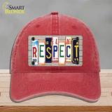 Respect Wood License Plate Art Novelty License Plate Hat Unconstructed Cotton / Red