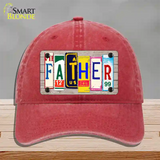 Father Wood License Plate Art Novelty License Plate Hat Unconstructed Cotton / Red