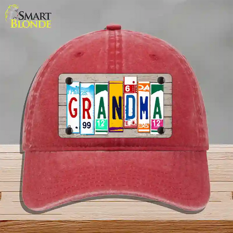 Grandma Wood License Plate Art Novelty License Plate Hat Unconstructed Cotton / Red