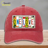 One Love Wood License Plate Art Novelty License Plate Hat Unconstructed Cotton / Red