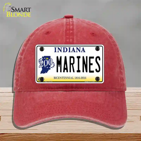 Indiana Marines Novelty License Plate Hat Unconstructed Cotton / Red