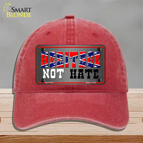 Heritage Not Hate Novelty License Plate Hat Unconstructed Cotton / Red