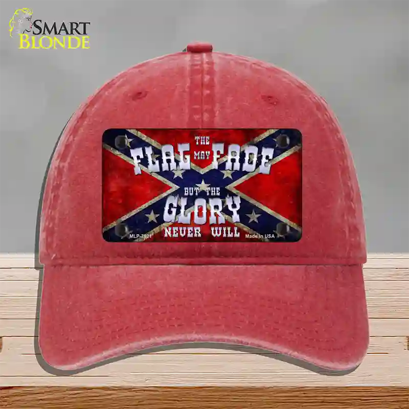 Flag May Fade Novelty License Plate Hat Unconstructed Cotton / Red