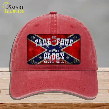 Flag May Fade Novelty License Plate Hat Unconstructed Cotton / Red