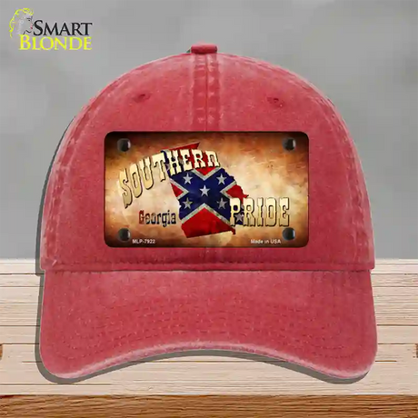 Southern Pride Georgia Novelty License Plate Hat Unconstructed Cotton / Red