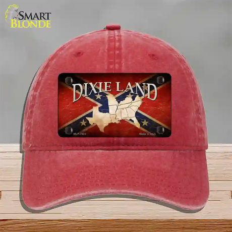 Dixie Land Novelty License Plate Hat Unconstructed Cotton / Red