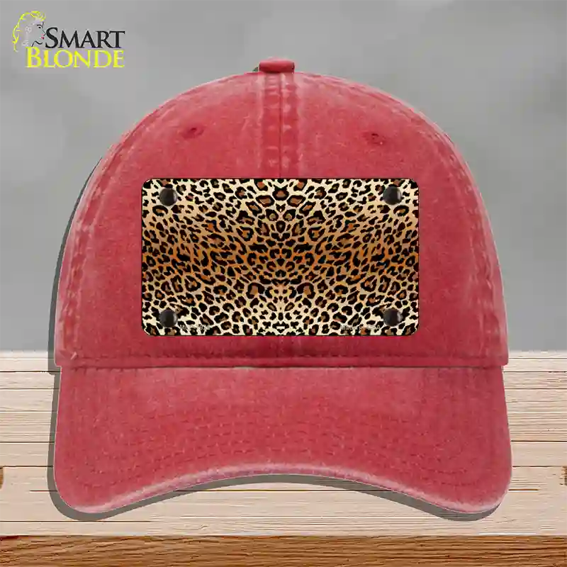 Cheetah Print Novelty License Plate Hat Unconstructed Cotton / Red