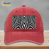 Zebra Print Novelty License Plate Hat Unconstructed Cotton / Red