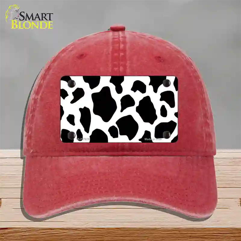 Cow Print Novelty License Plate Hat Unconstructed Cotton / Red