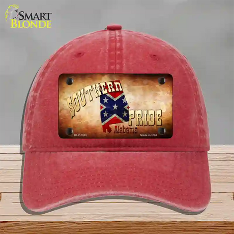 Southern Pride Alabama Novelty License Plate Hat Unconstructed Cotton / Red