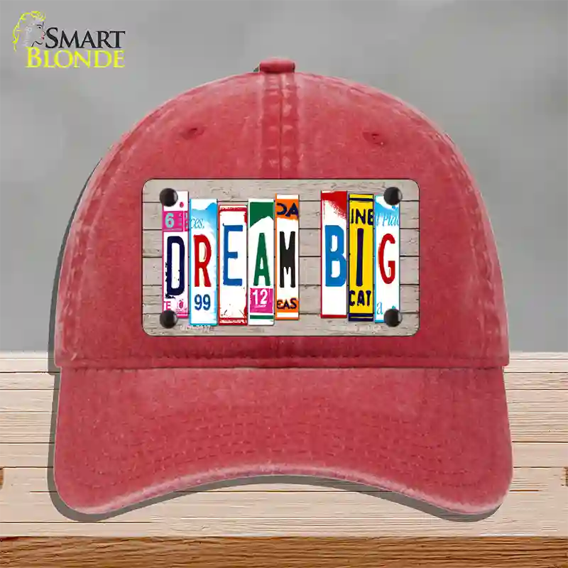 Dream Big Wood License Plate Art Novelty License Plate Hat Unconstructed Cotton / Red