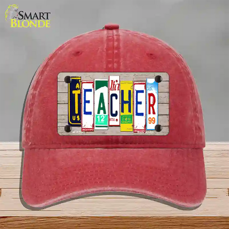 Teacher Wood License Plate Art Novelty License Plate Hat Unconstructed Cotton / Red