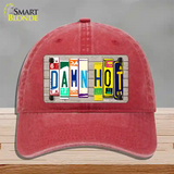 Damn Hot Wood License Plate Art Novelty License Plate Hat Unconstructed Cotton / Red