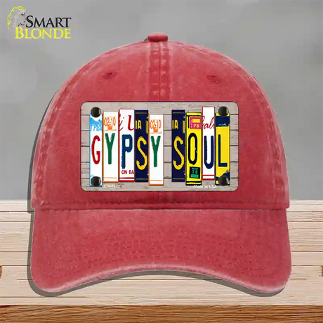 Gypsy Soul Wood License Plate Art Novelty License Plate Hat Unconstructed Cotton / Red