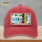 Namaste Wood License Plate Art Novelty License Plate Hat Unconstructed Cotton / Red