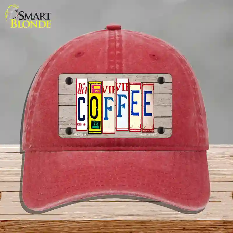 Coffee Wood License Plate Art Novelty License Plate Hat Unconstructed Cotton / Red