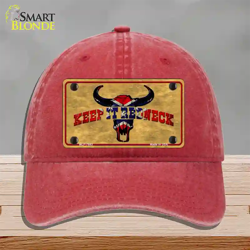 Keep It Redneck Novelty License Plate Hat Unconstructed Cotton / Red