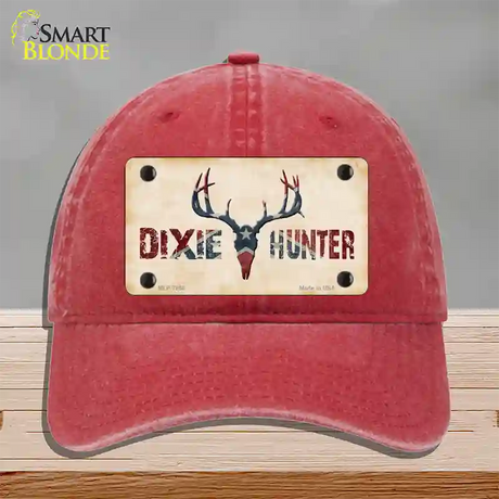 Dixie Hunter Novelty License Plate Hat Unconstructed Cotton / Red