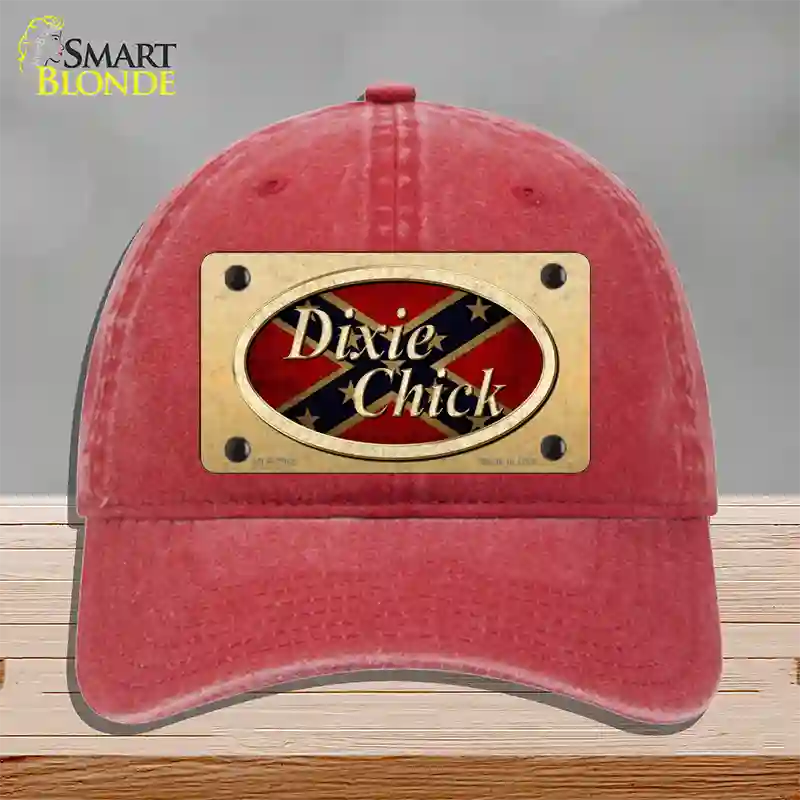 Dixie Chick Confederate Novelty License Plate Hat Unconstructed Cotton / Red