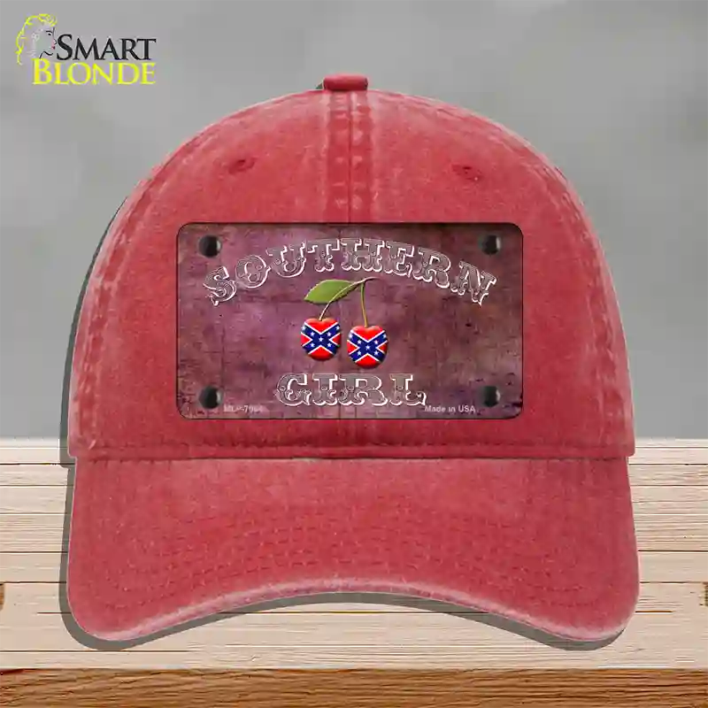 Southern Girl Novelty License Plate Hat Unconstructed Cotton / Red