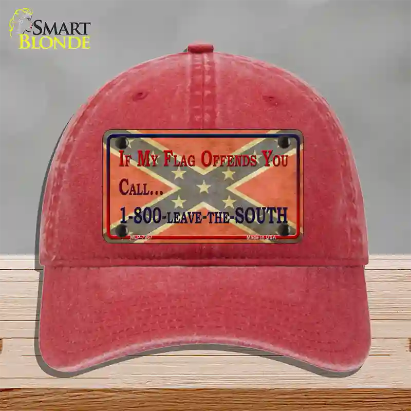 Leave The South Novelty License Plate Hat Unconstructed Cotton / Red