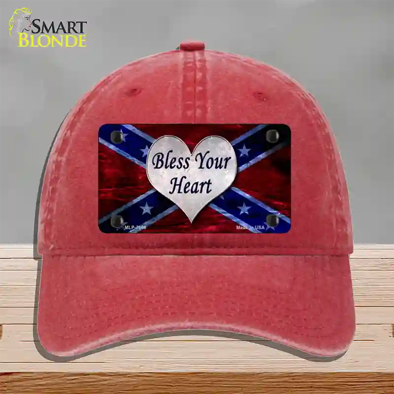 Bless Your Heart Novelty License Plate Hat Unconstructed Cotton / Red