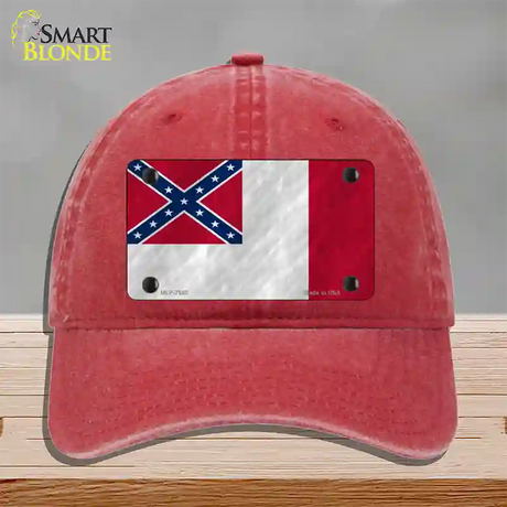 Third Confederate Flag Novelty License Plate Hat Unconstructed Cotton / Red