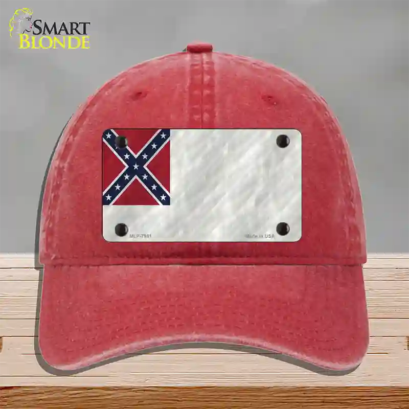 Second Confederate Flag Novelty License Plate Hat Unconstructed Cotton / Red