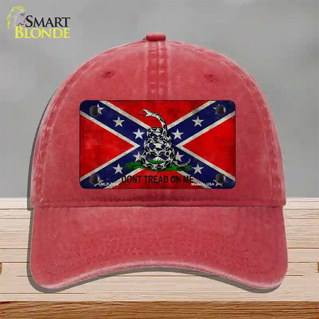 Confederate Dont Tread Novelty License Plate Hat Unconstructed Cotton / Red