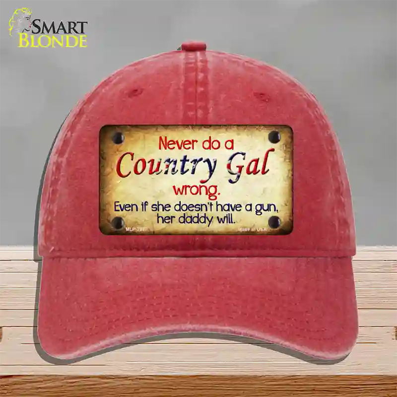 Country Gal Wrong Novelty License Plate Hat Unconstructed Cotton / Red