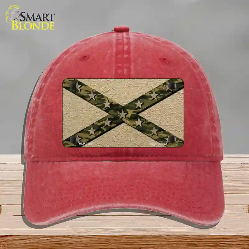 Confederate Stripes Camo Novelty License Plate Hat Unconstructed Cotton / Red