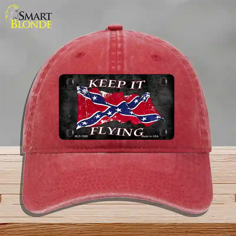 Confederate Keep It Flying Novelty License Plate Hat Unconstructed Cotton / Red